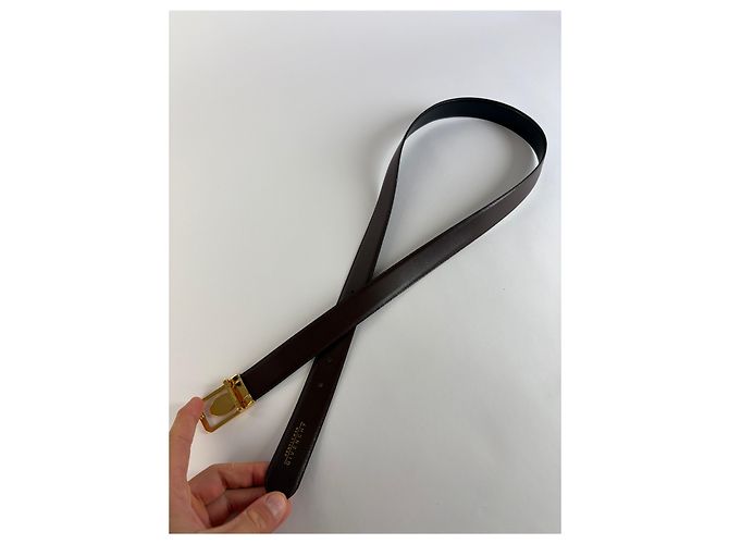 Vintage Givenchy Ledergürtel Schwarz Goldene Schnalle - Ansicht 3