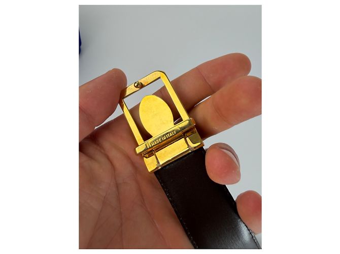 Vintage Givenchy Ledergürtel Schwarz Goldene Schnalle - Ansicht 4