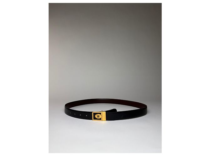 Vintage Givenchy Ledergürtel Schwarz Goldene Schnalle - Ansicht 5