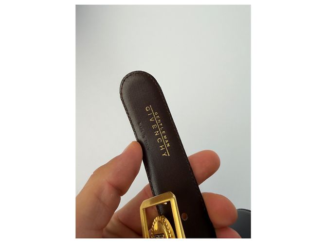 Vintage Givenchy Ledergürtel Schwarz Goldene Schnalle - Ansicht 6