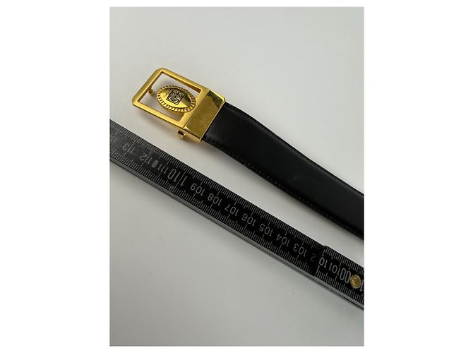 Vintage Givenchy Ledergürtel Schwarz Goldene Schnalle - Ansicht 8