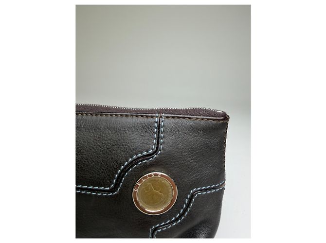 16 Céline Pouch con zip Vintage Celine in pelle testurizzata Nero Argento - vista 5