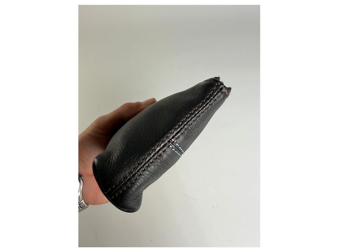 16 Céline Pouch con zip Vintage Celine in pelle testurizzata Nero Argento - vista 6