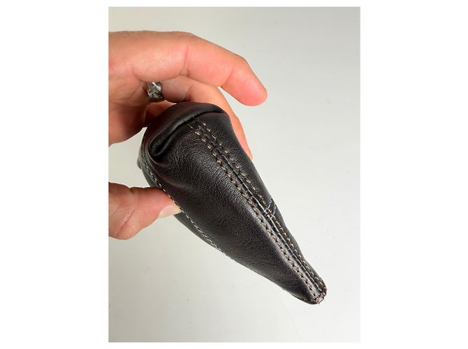 16 Céline Pouch con zip Vintage Celine in pelle testurizzata Nero Argento - vista 7