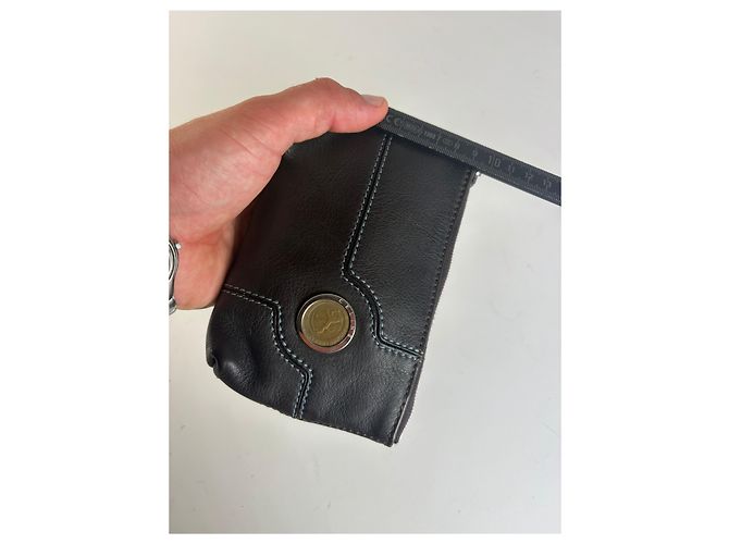 16 Céline Pouch con zip Vintage Celine in pelle testurizzata Nero Argento - vista 9