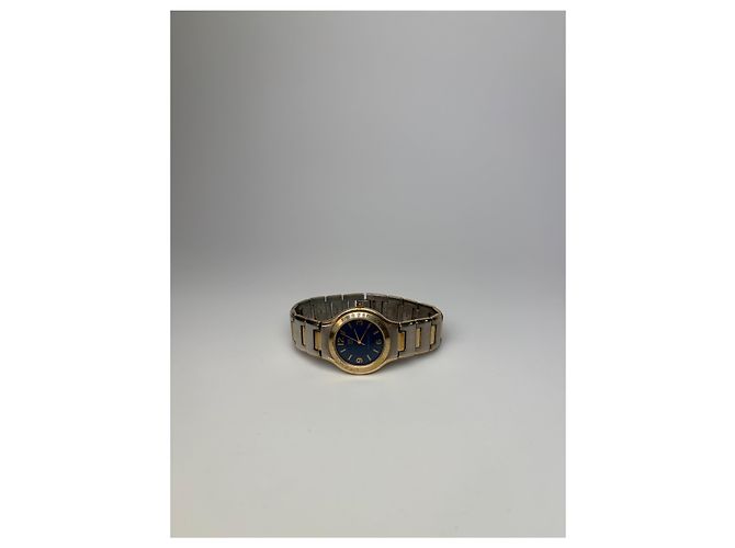 Vintage Givenchy Armbanduhr aus Edelstahl Blau Gold - Ansicht 11