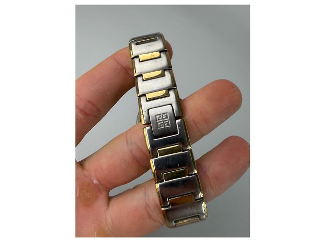 Vintage Givenchy Armbanduhr aus Edelstahl Blau Gold - Ansicht 3
