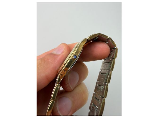 Vintage Givenchy Armbanduhr aus Edelstahl Blau Gold - Ansicht 7