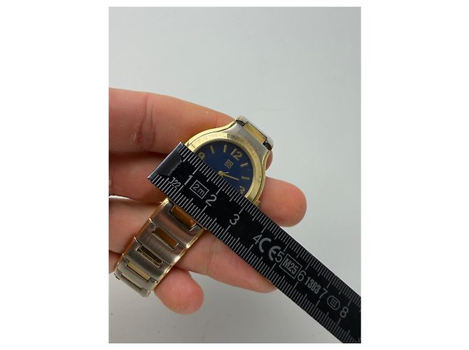 Vintage Givenchy Armbanduhr aus Edelstahl Blau Gold - Ansicht 8