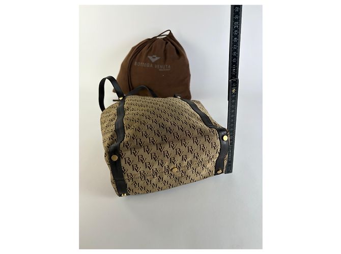 Tote Vintage Bottega Veneta Monogram Canvas Brown Beige Marrone - vista 11