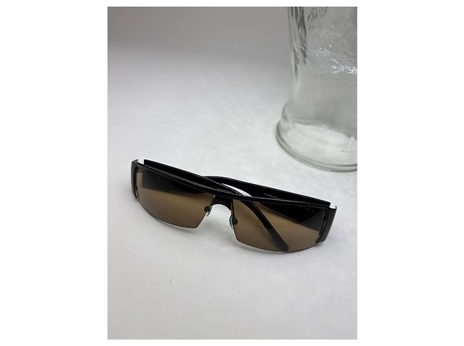 Occhiali da sole Vintage Yves Saint Laurent Logo Black Brown Gradient Nero - vista 11