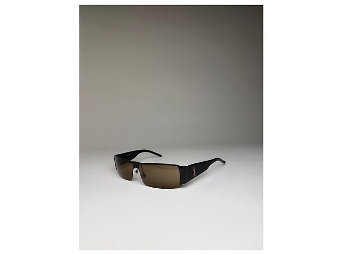 Occhiali da sole Vintage Yves Saint Laurent Logo Black Brown Gradient Nero - vista 12