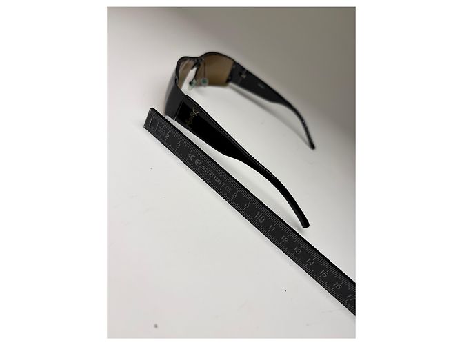 Occhiali da sole Vintage Yves Saint Laurent Logo Black Brown Gradient Nero - vista 5