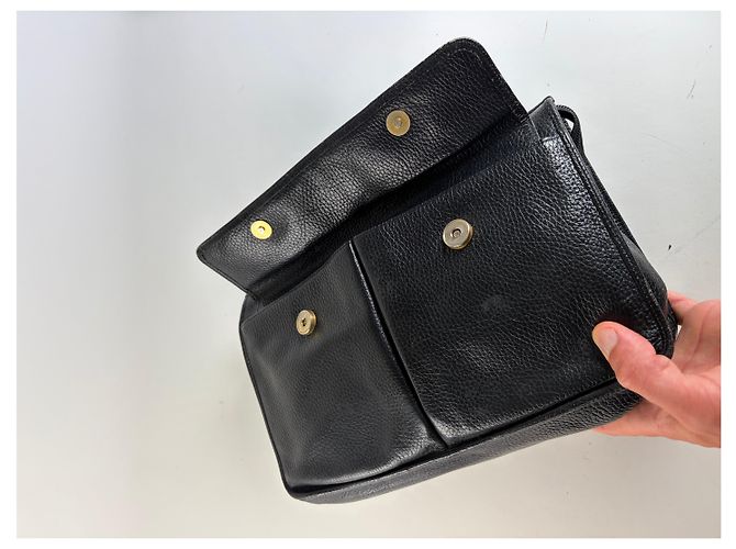 Clutch a patta Vintage Gianni Versace in pelle martellata Nero Oro - vista 11