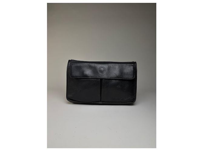 Clutch a patta Vintage Gianni Versace in pelle martellata Nero Oro - vista 12
