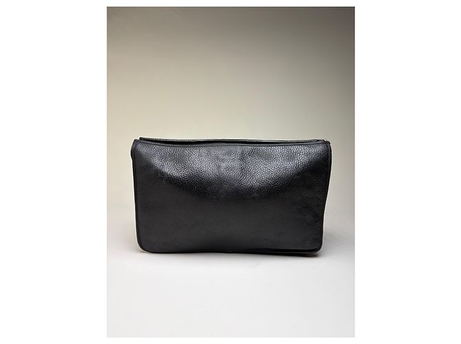 Clutch a patta Vintage Gianni Versace in pelle martellata Nero Oro - vista 2