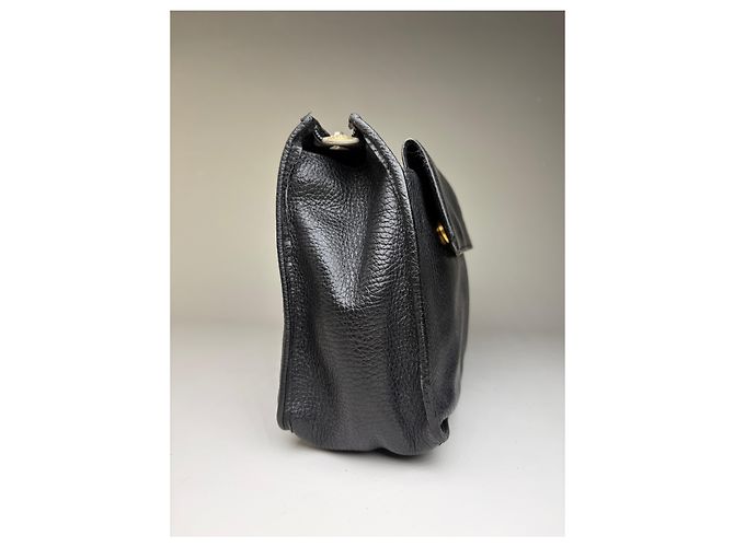 Clutch a patta Vintage Gianni Versace in pelle martellata Nero Oro - vista 5