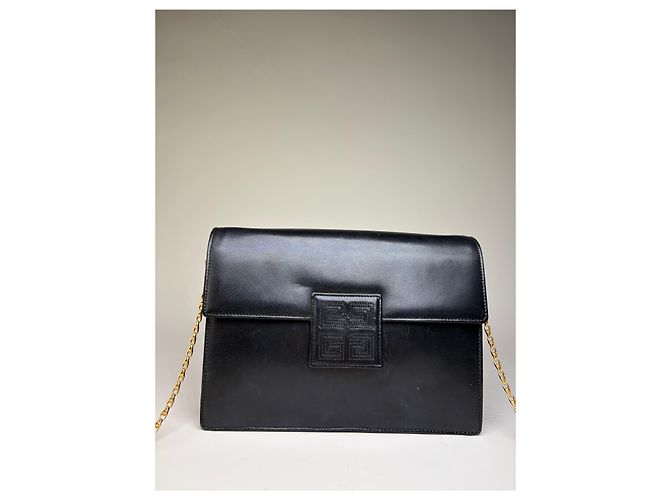 Sac bandoulière à rabat en cuir texturé avec logo Givenchy Vintage Noir - vue 13