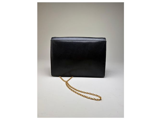 Sac bandoulière à rabat en cuir texturé avec logo Givenchy Vintage Noir - vue 2