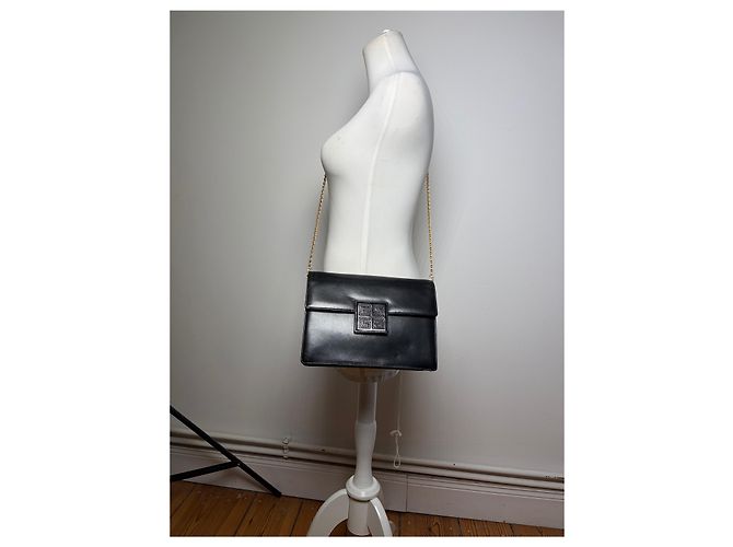 Sac bandoulière à rabat en cuir texturé avec logo Givenchy Vintage Noir - vue 4