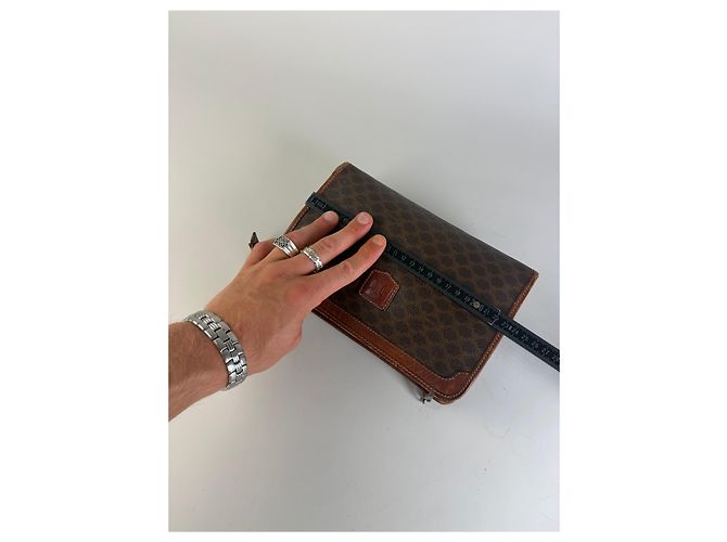 16 Céline Cartera bifold Vintage Celine Monogram Canvas Brown Beige Castaño - vista 10