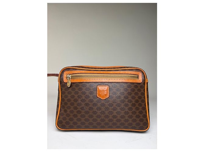 16 Céline Borsa a Pochette Vintage Celine Monogram Canvas Marrone Arancione - vista 13