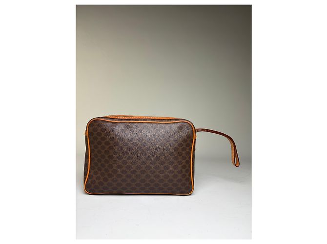 16 Céline Borsa a Pochette Vintage Celine Monogram Canvas Marrone Arancione - vista 2