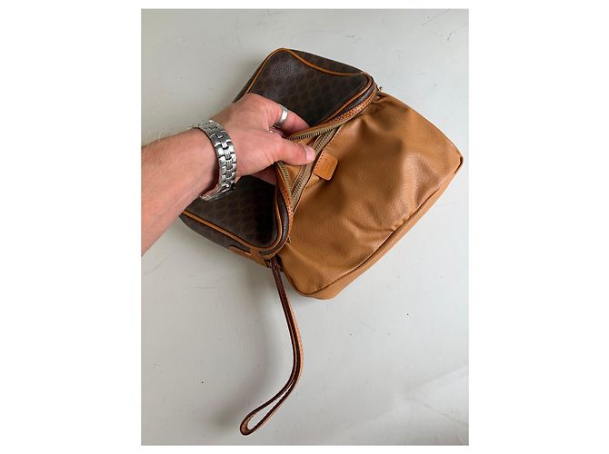 16 Céline Borsa a Pochette Vintage Celine Monogram Canvas Marrone Arancione - vista 3