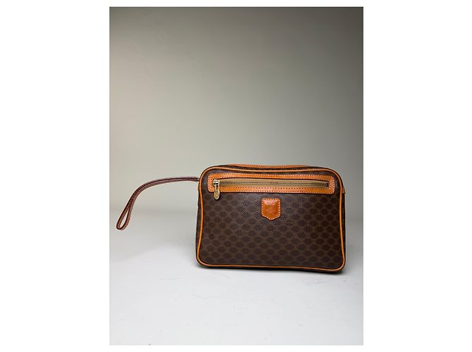 16 Céline Borsa a Pochette Vintage Celine Monogram Canvas Marrone Arancione - vista 8