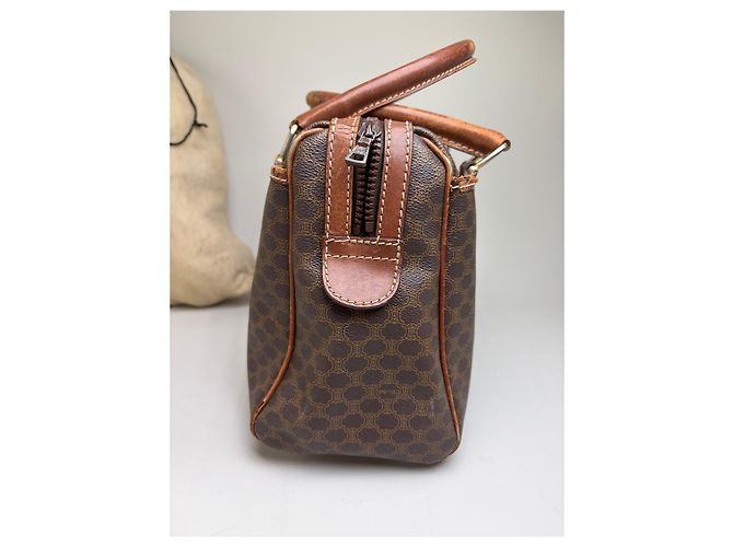 Edge Céline Vintage Celine Macadam Canvas Boston Bag Braun Gold Beige - Ansicht 4