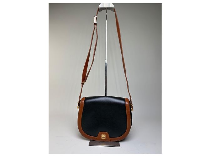 Givenchy Vintage Leder-Crossbody-Bag mit Klappe Schwarz Braun - Ansicht 14