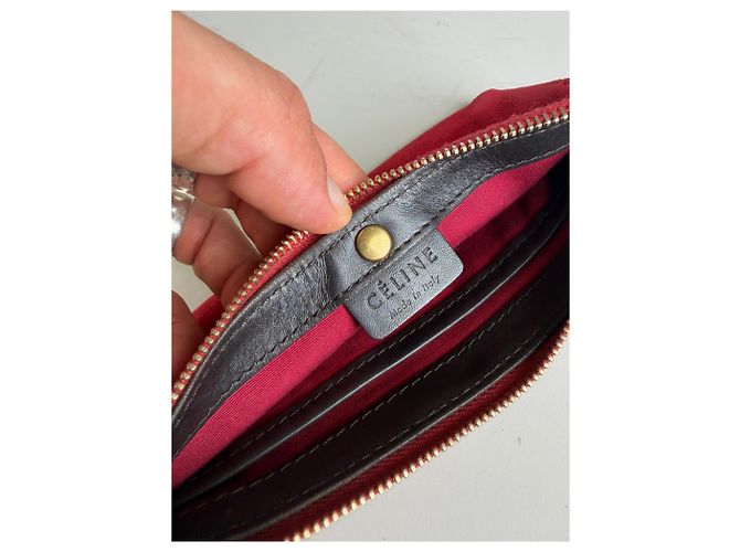 Céline Pouch con zip Vintage Celine effetto scamosciato Rosso Oro - vista 5