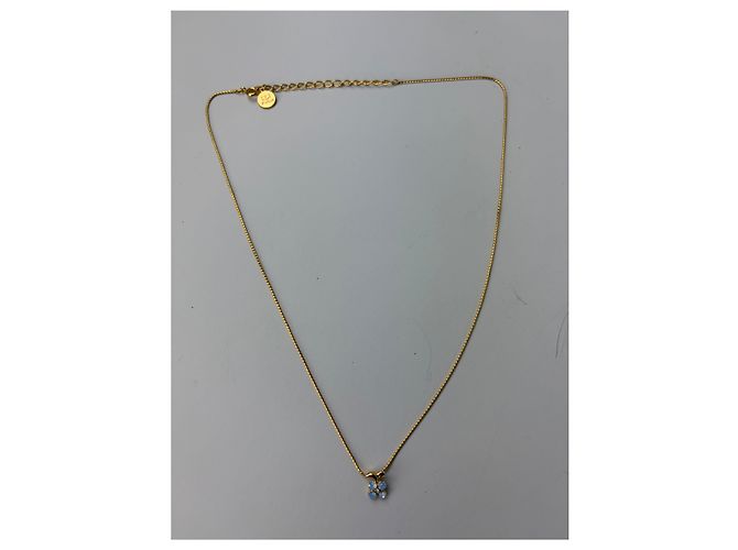 Collana Vintage Courreges Effetto Opale Blu Tono Oro D'oro - vista 3