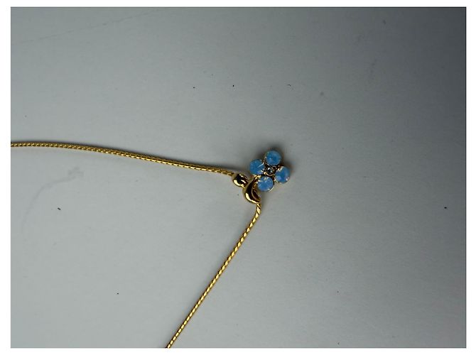 Collana Vintage Courreges Effetto Opale Blu Tono Oro D'oro - vista 4