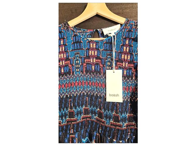 Ba&Sh Maxikleid mit geometrischem Print Weiß Rot Blau - Ansicht 13