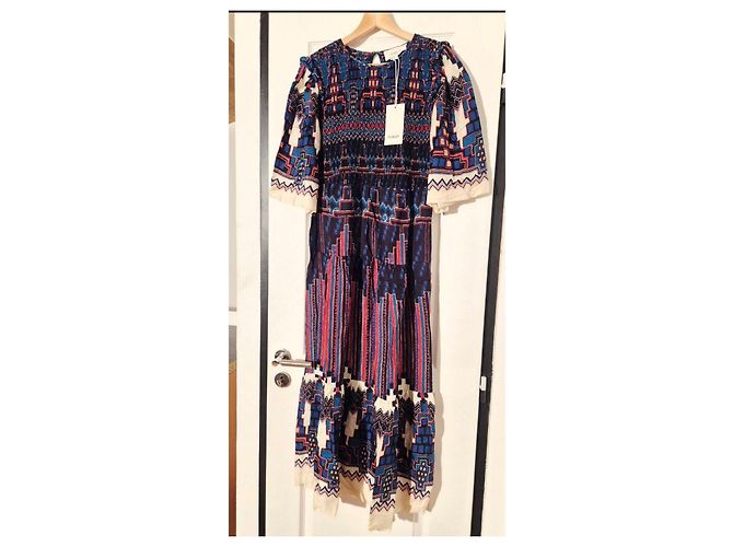 Ba&Sh Maxikleid mit geometrischem Print Weiß Rot Blau - Ansicht 2