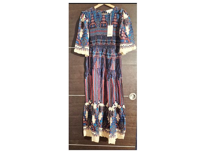 Ba&Sh Maxikleid mit geometrischem Print Weiß Rot Blau - Ansicht 4