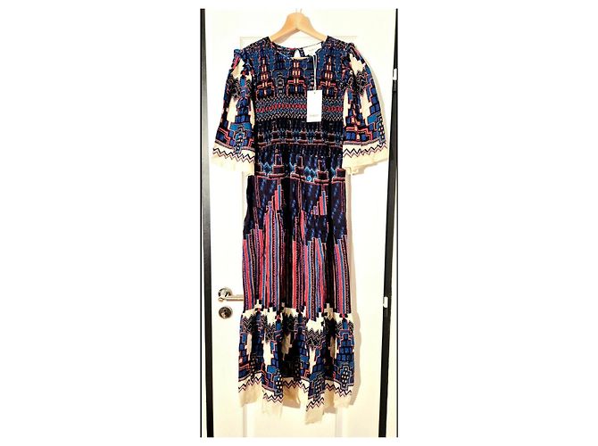 Ba&Sh Maxikleid mit geometrischem Print Weiß Rot Blau - Ansicht 5