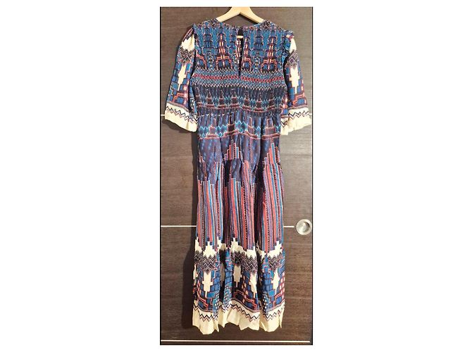 Ba&Sh Maxikleid mit geometrischem Print Weiß Rot Blau - Ansicht 7