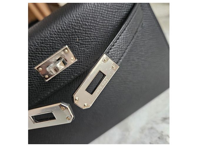 Borsa Hermès Mini Kelly Nero Epsom Palladio - vista 10