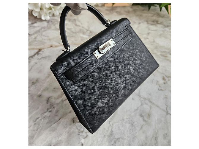 Borsa Hermès Mini Kelly Nero Epsom Palladio - vista 2