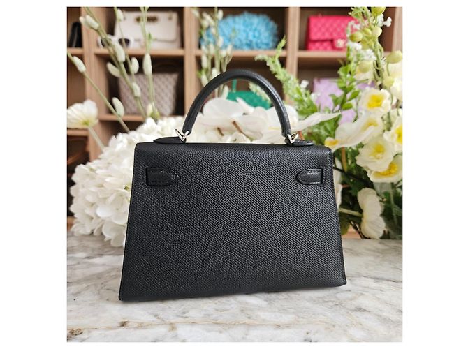Borsa Hermès Mini Kelly Nero Epsom Palladio - vista 3