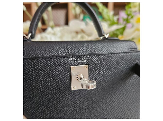Borsa Hermès Mini Kelly Nero Epsom Palladio - vista 6