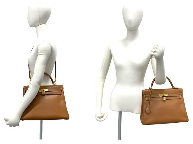Hermès Borsa HERMES Kelly 32 in pelle Courchevel Marrone - vista 2