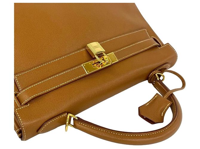 Hermès Borsa HERMES Kelly 32 in pelle Courchevel Marrone - vista 4