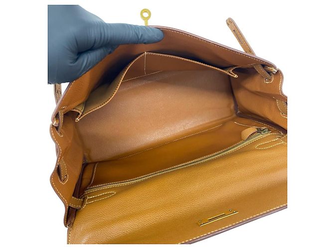 Hermès Borsa HERMES Kelly 32 in pelle Courchevel Marrone - vista 9