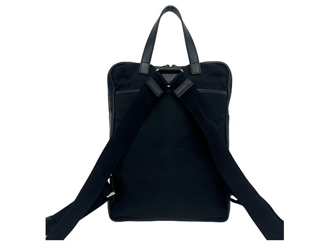 Saffiano Mochila Prada de nailon Tessuto con logotipo triangular metálico Negro - vista 3