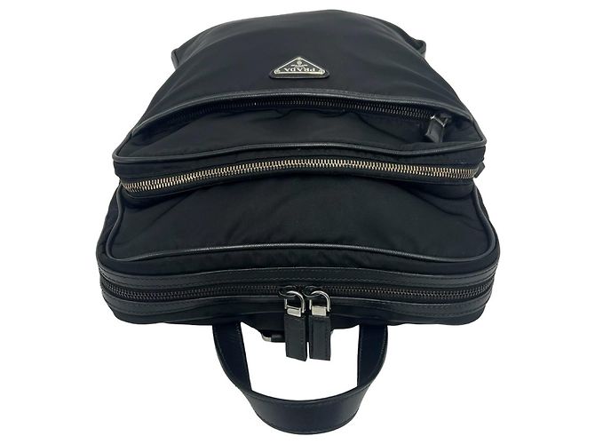 Saffiano Mochila Prada de nailon Tessuto con logotipo triangular metálico Negro - vista 4