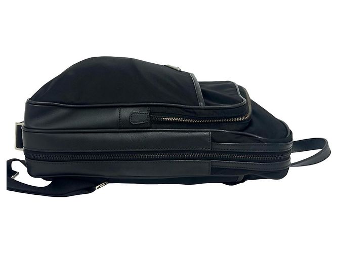 Saffiano Mochila Prada de nailon Tessuto con logotipo triangular metálico Negro - vista 6