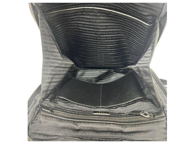 Saffiano Mochila Prada de nailon Tessuto con logotipo triangular metálico Negro - vista 9